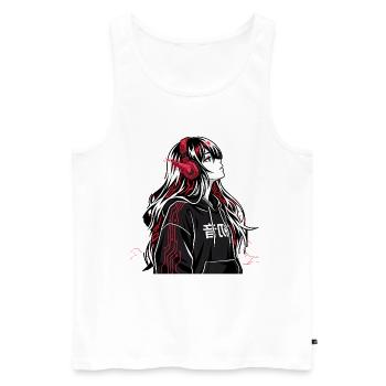 Sweat à capuche Cyberpunk Anime - Débardeur bio Premium Homme - blanc - Devant - Michal (187cm)