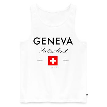 Genève Suisse Coordonnées Souvenir de voyage - Débardeur bio Premium Homme - blanc - Devant - Michal (187cm)