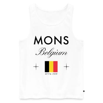 Mons Belgium Coordine le souvenir de voyage - Débardeur bio Premium Homme - blanc - Devant - Michal (187cm)