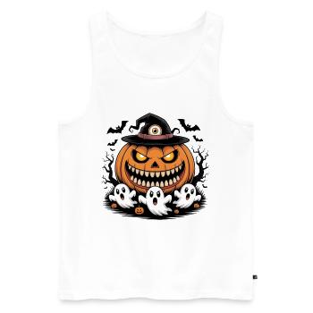 Halloween Kürbis Geister - Männer Premium Bio Tank Top - Weiß - Vorne - Michal (187cm)