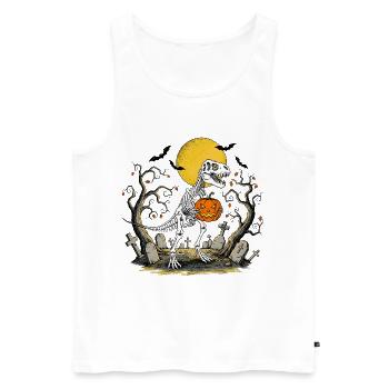 T Rex d’Halloween - Débardeur bio Premium Homme - blanc - Devant - Michal (187cm)