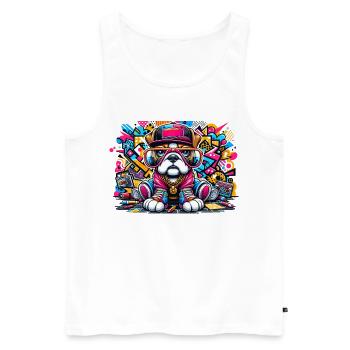 Hip Hop Bulldog Puppy Graffiti Street Style Merch - Débardeur bio Premium Homme - blanc - Devant - Michal (187cm)