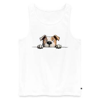 Produits dérivés Staffy Drôles de Chiens Amoureux - Débardeur bio Premium Homme - blanc - Devant - Michal (187cm)