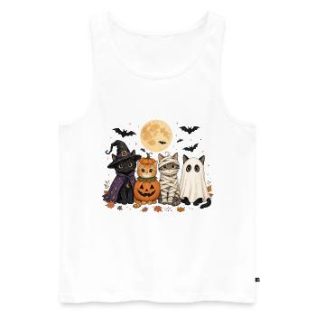 Halloween Cats Witch Pumpkin Mummy Ghost Costume - Men's Premium Organic Tank Top - white - Front - Michal (187cm)
