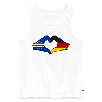 Mains du drapeau allemand du Cap-Vert en forme de cœur utilisées - Débardeur bio Premium Homme - blanc - Devant - Michal (187cm)