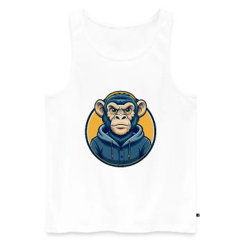 Symbole de Logos de dessins animés de mascotte Monkey Kawaii - Débardeur bio Premium Homme - blanc - Devant - Michal (187cm)