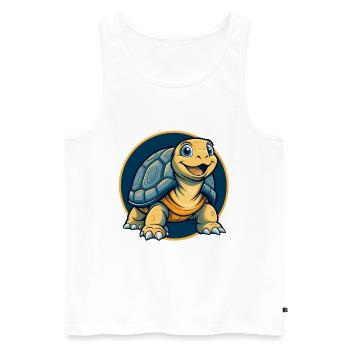 Tortoise Kawaii Maskottchen Cartoon Clipart Logo Abzeichen - Männer Premium Bio Tank Top - Weiß - Vorne - Michal (187cm)