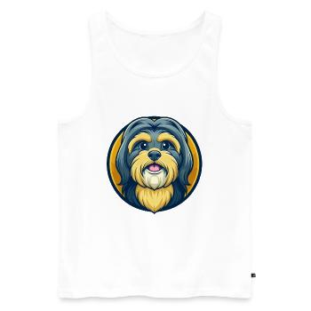 Shih Tzu Dog Kawaii Mascot Cartoon Clipart Logo - Men's Premium Organic Tank Top - white - Front - Michal (187cm)