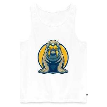 Walrus Kawaii Maskottchen Cartoon Clipart Logo Abzeichen - Männer Premium Bio Tank Top - Weiß - Vorne - Michal (187cm)