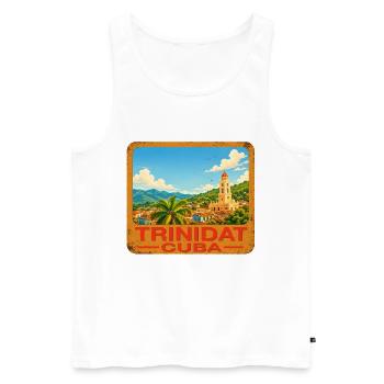 Trinité, Cuba - Débardeur bio Premium Homme - blanc - Devant - Michal (187cm)