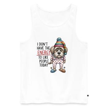 Funny Sleepy Dog Design - Men's Premium Organic Tank Top - white - Front - Michal (187cm)