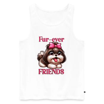 Fur-ever Friends Cute Shih Tzu Girl - Men's Premium Organic Tank Top - white - Front - Michal (187cm)