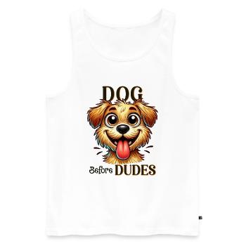 Dog Before Dudes Funny Dog Lover Quote - Men's Premium Organic Tank Top - white - Front - Michal (187cm)