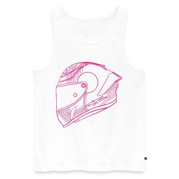 Neon pink Helm - Visier - Männer Premium Bio Tank Top - Weiß - Vorne - Michal (187cm)