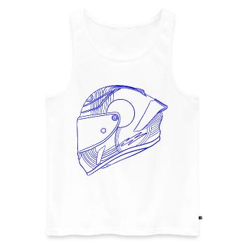 Neon blau Helm - Visier - Männer Premium Bio Tank Top - Weiß - Vorne - Michal (187cm)