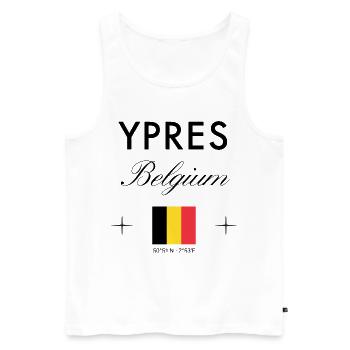 Ypres Belgium Coordinates Travel Souvenir - Men's Premium Organic Tank Top - white - Front - Michal (187cm)