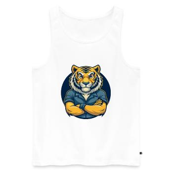 Logo clipart de personnage de dessin animé Mascotte Tiger Kawaii - Débardeur bio Premium Homme - blanc - Devant - Michal (187cm)