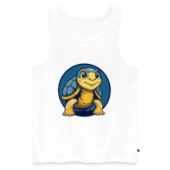 Turtle Kawaii Maskottchen Cartoon Clipart Logo Abzeichen - Männer Premium Bio Tank Top - Weiß - Vorne - Michal (187cm)