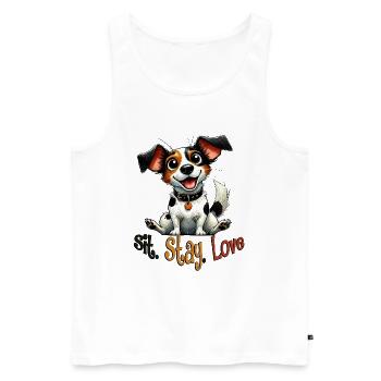 Sitz Bleib Liebe Jack Russell Welpenleben - Männer Premium Bio Tank Top - Weiß - Vorne - Michal (187cm)