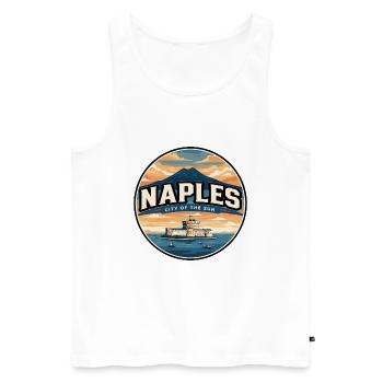 Retro Neapel Vesuv-Abzeichen - Männer Premium Bio Tank Top - Weiß - Vorne - Michal (187cm)