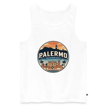 Reiseabzeichen der Kathedrale Retro Palermo - Männer Premium Bio Tank Top - Weiß - Vorne - Michal (187cm)