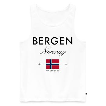 Bergen Norvège Coordonnées Souvenir de voyage - Débardeur bio Premium Homme - blanc - Devant - Michal (187cm)