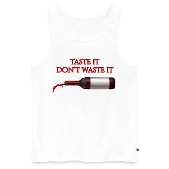 Taste It Verschwende es nicht – Lustiges Wein-T-Shirt - Männer Premium Bio Tank Top - Weiß - Vorne - Michal (187cm)