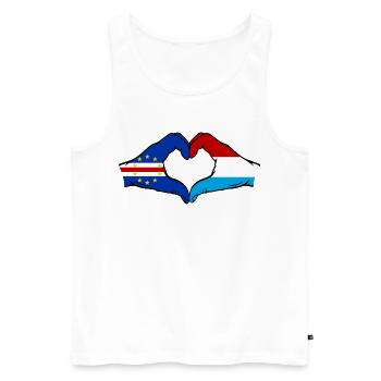 Drapeau du Luxembourg du Cap-Vert Mains en forme de cœur - Débardeur bio Premium Homme - blanc - Devant - Michal (187cm)
