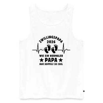 Zwillingspapa 2026 - Cooler Papa - Vatertag - Männer Premium Bio Tank Top - Weiß - Vorne - Michal (187cm)