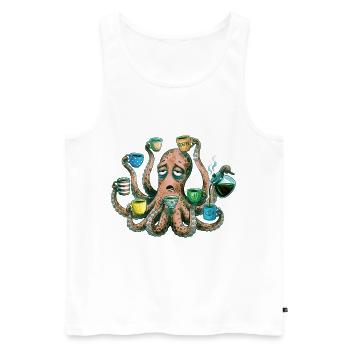 Müder Krake braucht Kaffee - Männer Premium Bio Tank Top - Weiß - Vorne - Michal (187cm)
