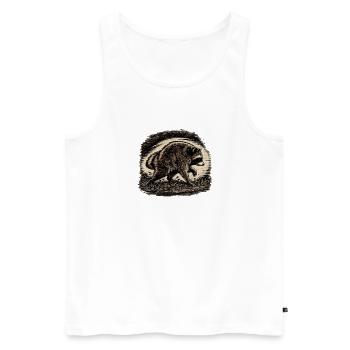 Vintage Waschbär – Retro Wildlife Design | Raccoon - Männer Premium Bio Tank Top - Weiß - Vorne - Michal (187cm)