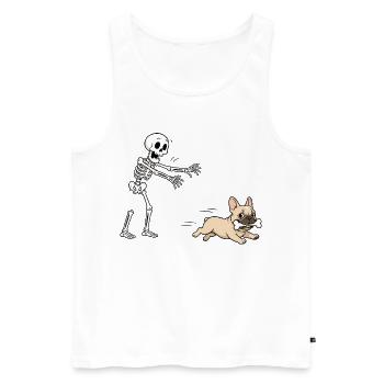 Halloween, French Bulldog, Skeleton - Men's Premium Organic Tank Top - white - Front - Michal (187cm)