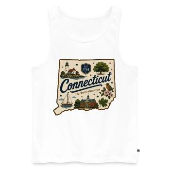 Connecticut Vintage State Souvenir-Aufkleber - Männer Premium Bio Tank Top - Weiß - Vorne - Michal (187cm)