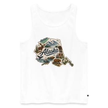 Alaska State Vintage Reise-Souveniraufkleber - Männer Premium Bio Tank Top - Weiß - Vorne - Michal (187cm)