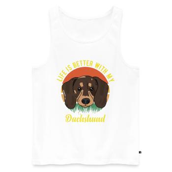 Dackel Wursthund Lilfe besser mit Dackel - Männer Premium Bio Tank Top - Weiß - Vorne - Michal (187cm)