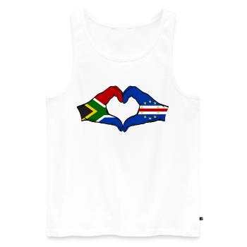 Drapeau du Cap-Vert Afrique du Sud Mains Forme de cœur - Débardeur bio Premium Homme - blanc - Devant - Michal (187cm)
