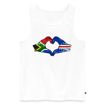 Cape Verde South Africa Flag Hands Heart Shape Used - Men's Premium Organic Tank Top - white - Front - Michal (187cm)