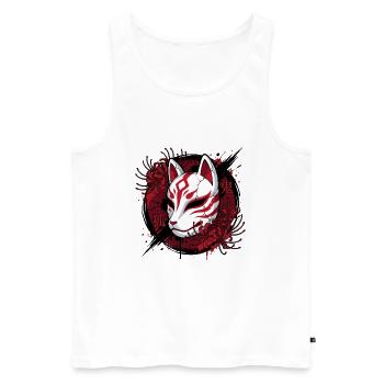 Red Kitsune Mask in Anime Style - Men's Premium Organic Tank Top - white - Front - Michal (187cm)