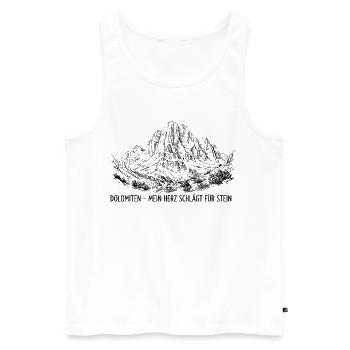 Dolomiten - Mein Herz schlägt für Stein | Ikonisch - Männer Premium Bio Tank Top - Weiß - Vorne - Michal (187cm)