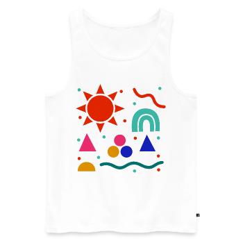 Lebendige Geometrie Sonnenfarben Muster - Männer Premium Bio Tank Top - Weiß - Vorne - Michal (187cm)