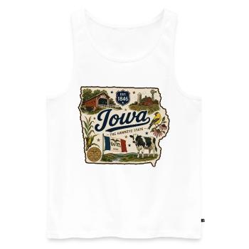 Iowa Hawkeye State Vintage Farm Aufkleber - Männer Premium Bio Tank Top - Weiß - Vorne - Michal (187cm)
