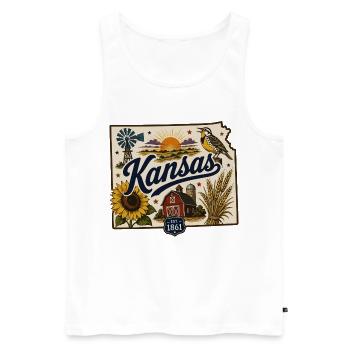 Kansas Sunflower State Vintage Reiseaufkleber - Männer Premium Bio Tank Top - Weiß - Vorne - Michal (187cm)