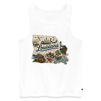 Louisiana Pelican State Vintage Reiseaufkleber - Männer Premium Bio Tank Top - Weiß - Vorne - Michal (187cm)