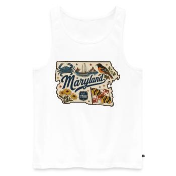 Maryland Vintage Staatsflagge & Krabbenaufkleber - Männer Premium Bio Tank Top - Weiß - Vorne - Michal (187cm)