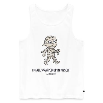 Wrapped Mummy: Ganz eingepackt - Männer Premium Bio Tank Top - Weiß - Vorne - Michal (187cm)