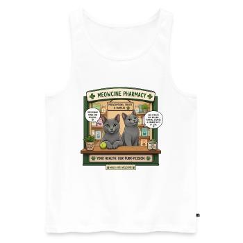 Meowcine Pharmacy Niedliche russische Blaukatzen - Männer Premium Bio Tank Top - Weiß - Vorne - Michal (187cm)