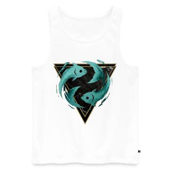 Fische-Wasserzeichen – Tierkreis von Kék-Ina - Männer Premium Bio Tank Top - Weiß - Vorne - Michal (187cm)