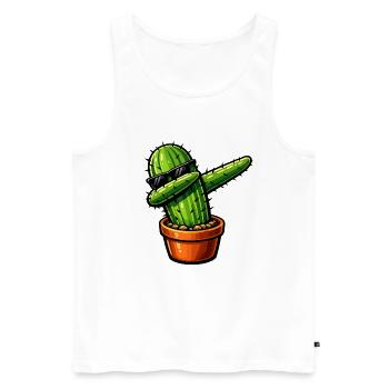 Dabbing Kaktus - Männer Premium Bio Tank Top - Weiß - Vorne - Michal (187cm)