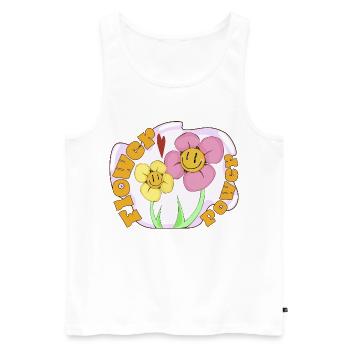 Flower Power  - Männer Premium Bio Tank Top - Weiß - Vorne - Michal (187cm)