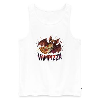 Vampizza Lustiges Fledermaus Vampir Pizza Motiv - Männer Premium Bio Tank Top - Weiß - Vorne - Michal (187cm)
